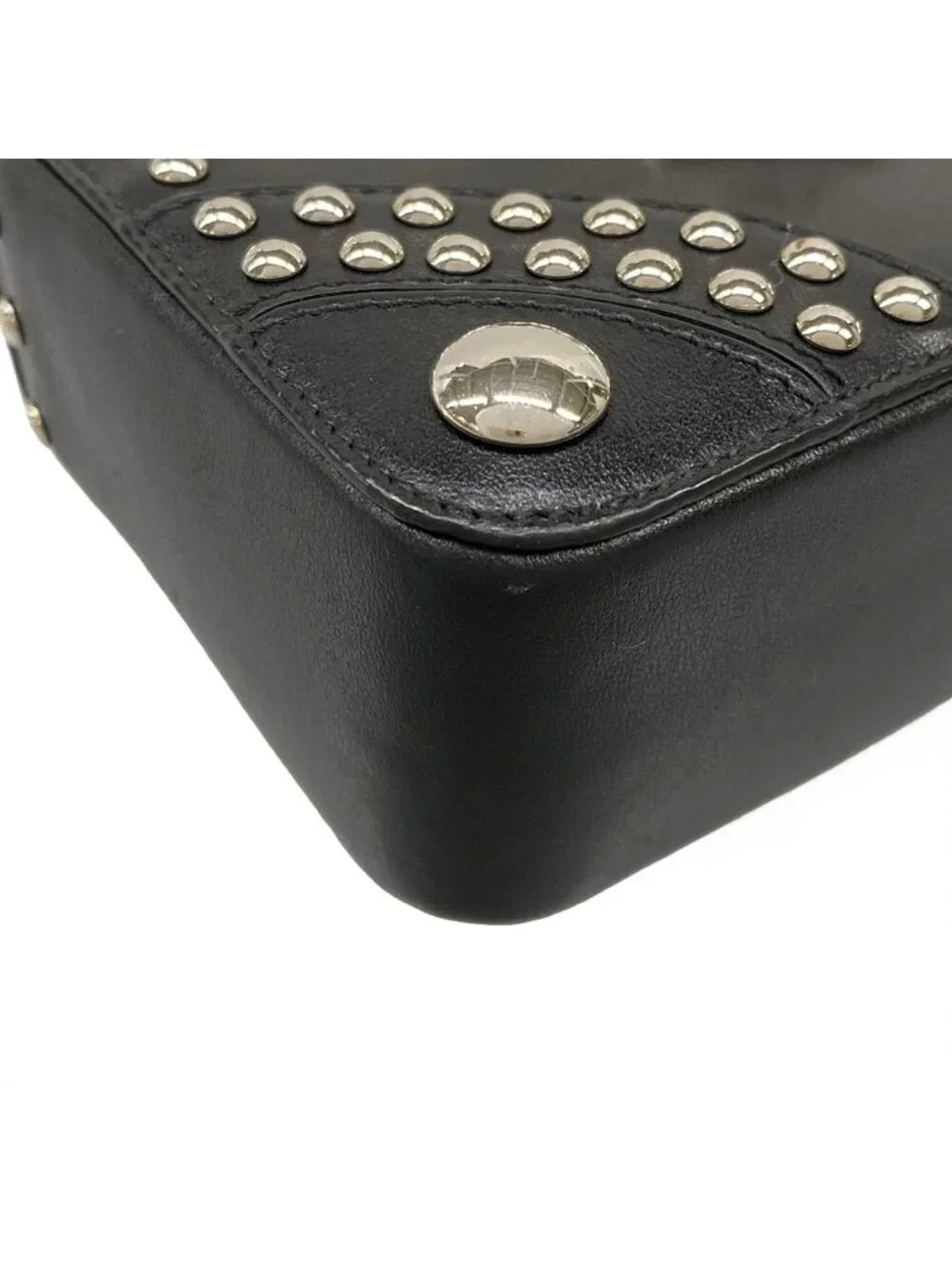 Prada Case Black Studded Leather Vanity Bag - Picture 6 of 10